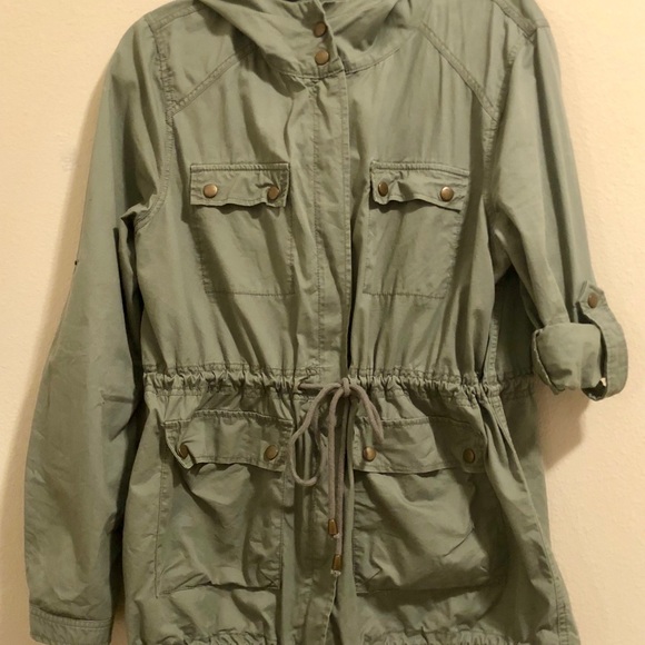 life in progress Jackets & Blazers - Olive green cargo jacket with hood
